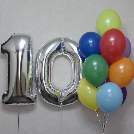 Набор разноцветных шаров на 10 лет